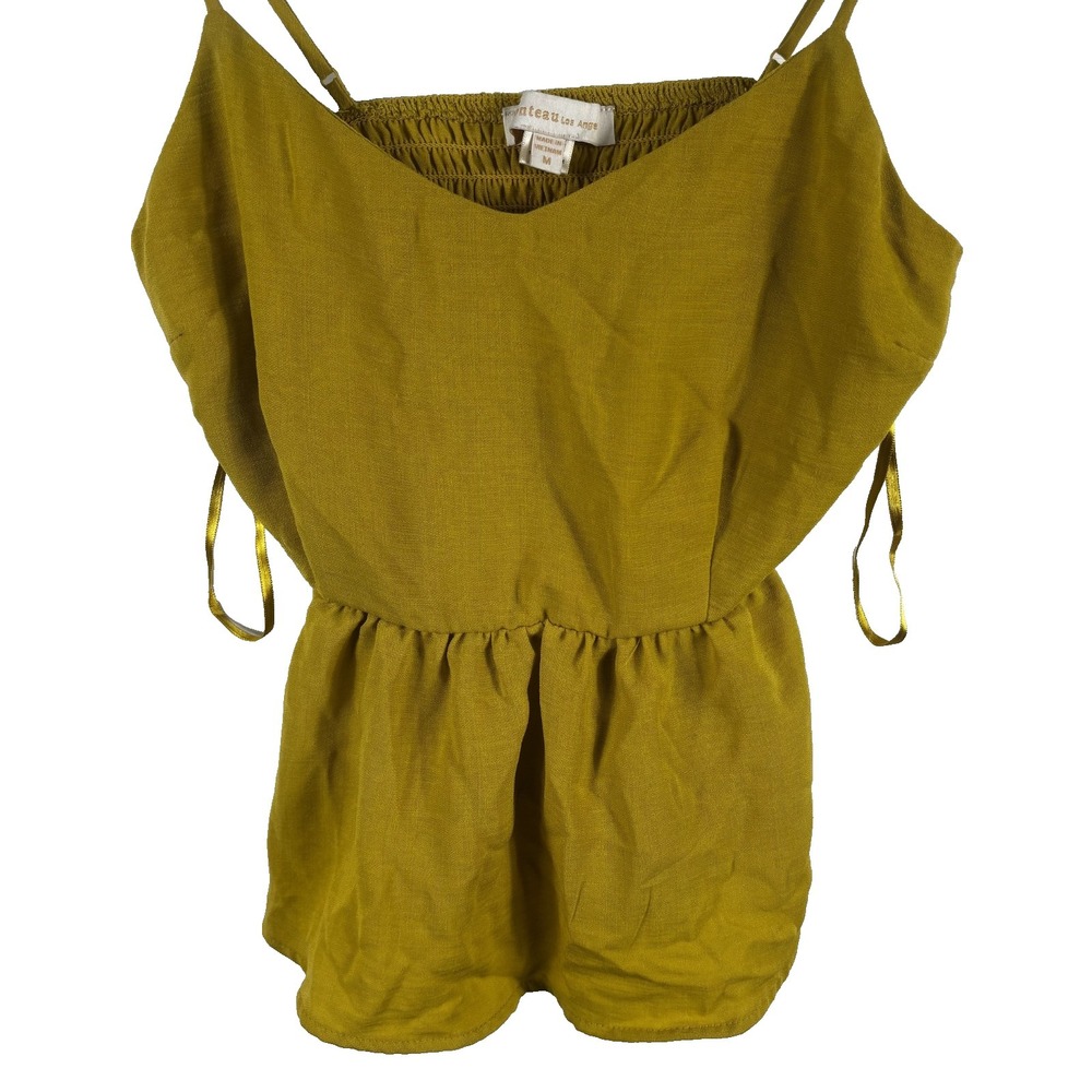 Monteau Los Angeles Mustard Yellow Smocked Cami Romper